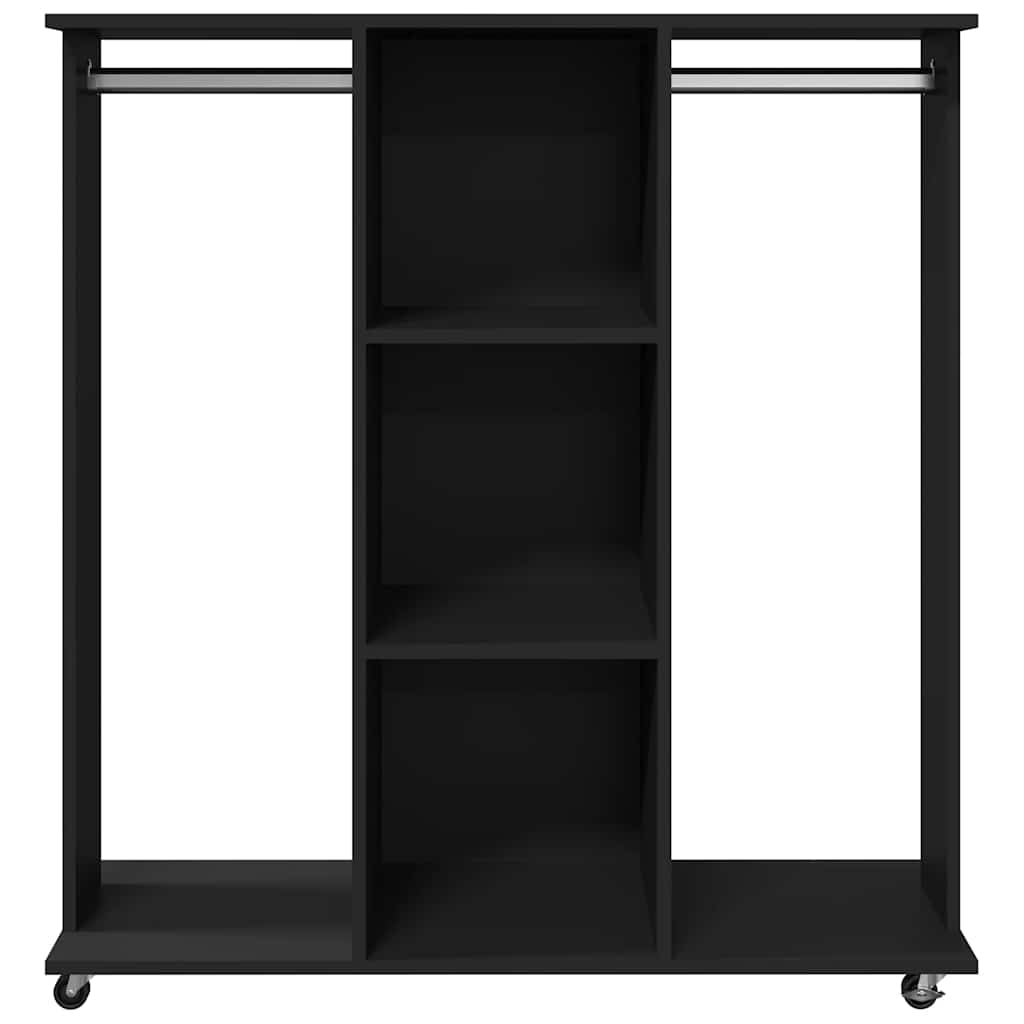 vidaXL Wardrobe with Wheels Black 102x38x110 cm Engineered Wood
