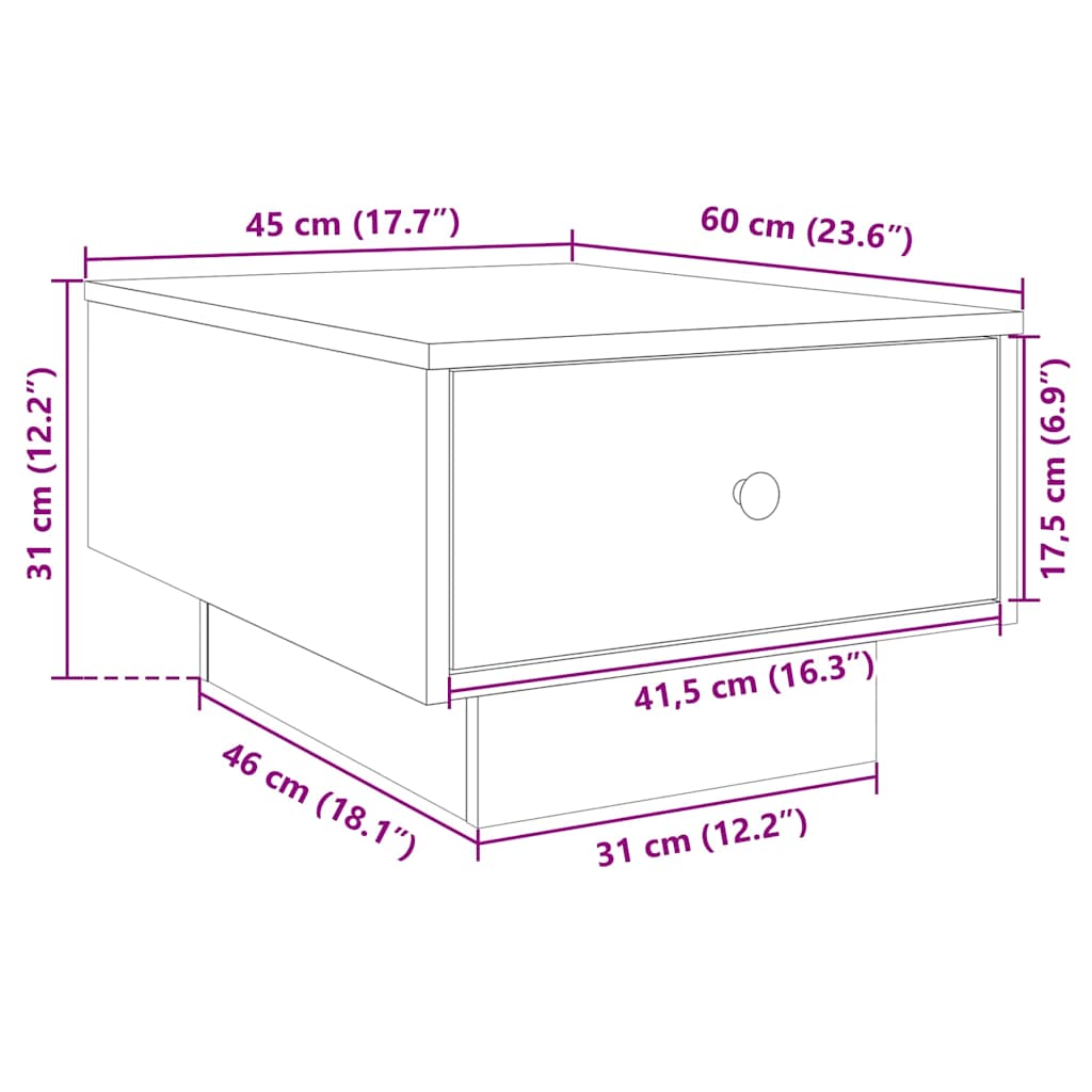 vidaXL Coffee Table White 60x45x31 cm Engineered Wood