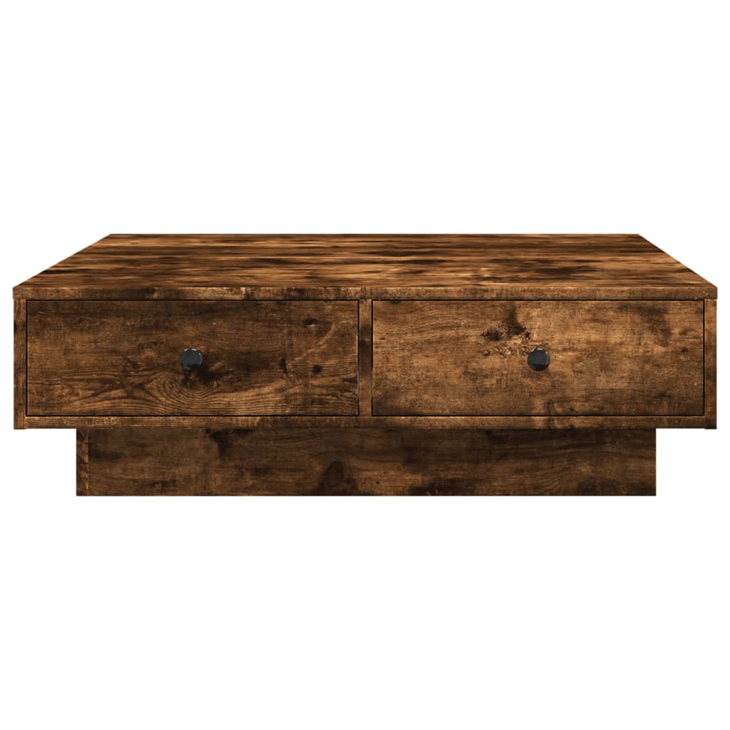 vidaXL Coffee Table Smoked Oak 90x90x28 cm Engineered Wood
