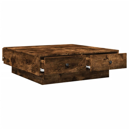 vidaXL Coffee Table Smoked Oak 90x90x28 cm Engineered Wood