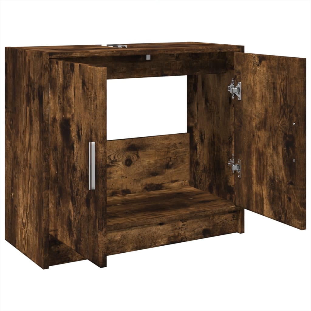 vidaXL Sink Cabinet Smoked Oak 63x29x55 cm Engineered Wood