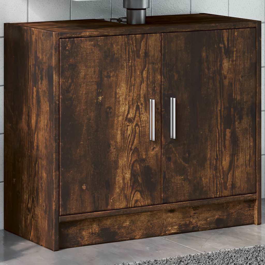 vidaXL Sink Cabinet Smoked Oak 63x29x55 cm Engineered Wood