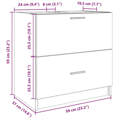 vidaXL Sink Cabinet White 59x37x59 cm Engineered Wood