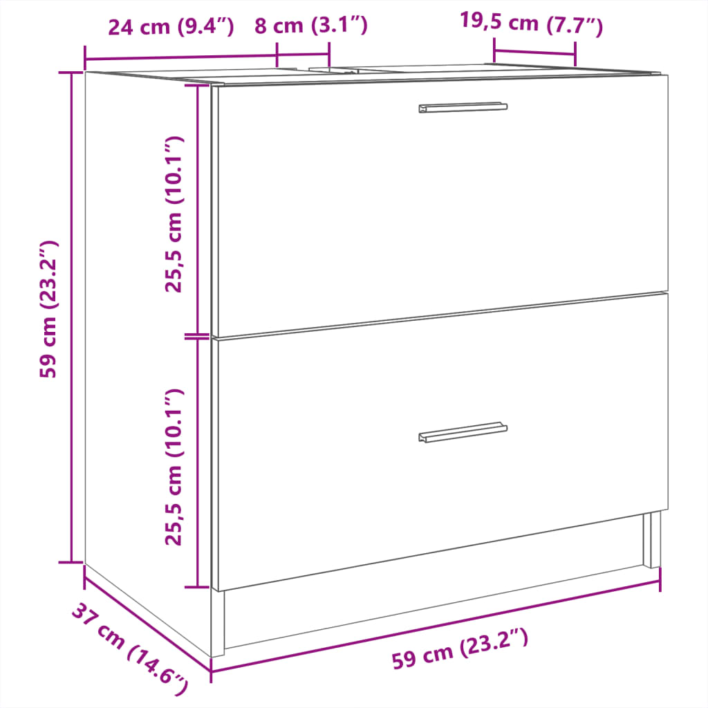 vidaXL Sink Cabinet Concrete Grey 59x37x59 cm Engineered Wood