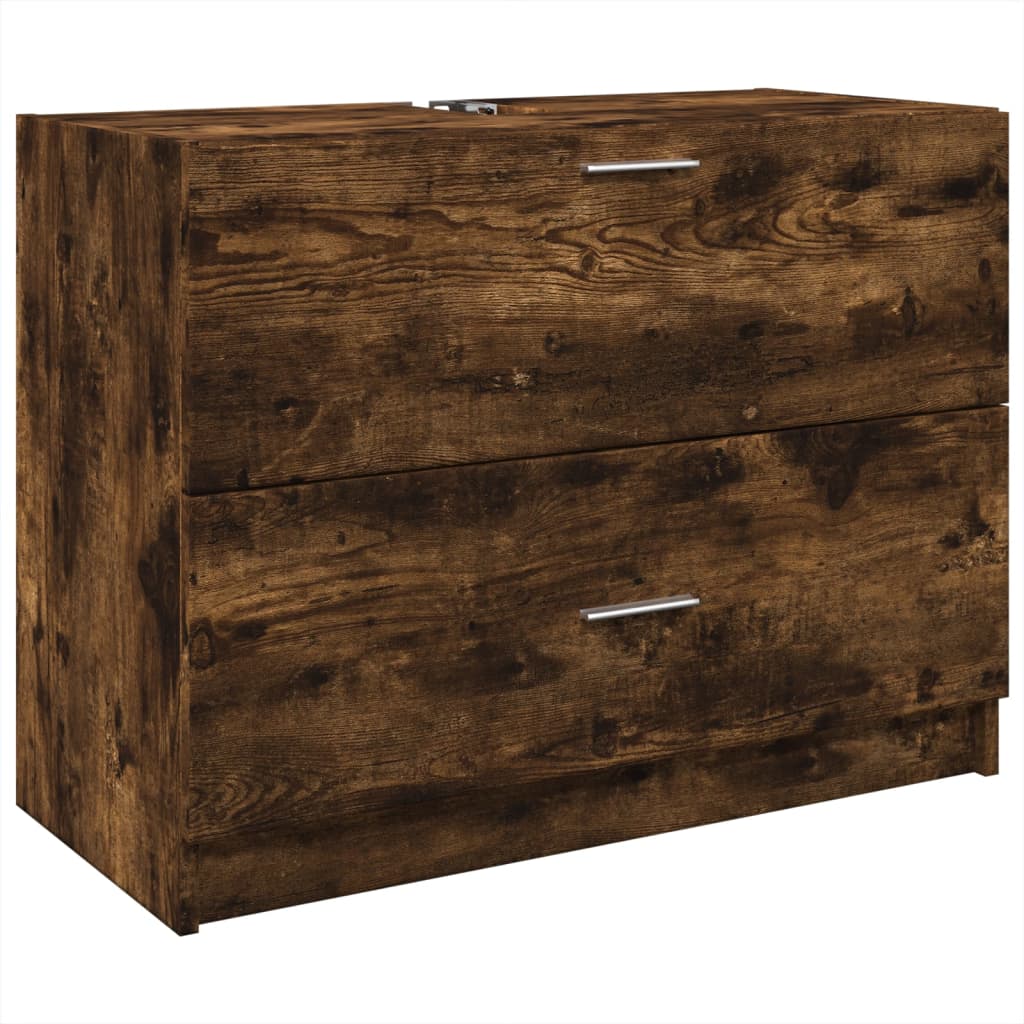 vidaXL Sink Cabinet Smoked Oak 78x37x59 cm Engineered Wood