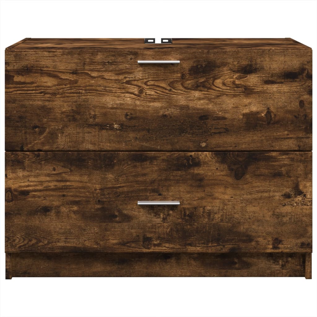 vidaXL Sink Cabinet Smoked Oak 78x37x59 cm Engineered Wood