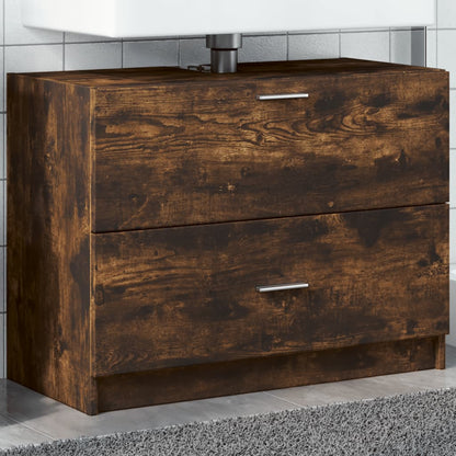 vidaXL Sink Cabinet Smoked Oak 78x37x59 cm Engineered Wood