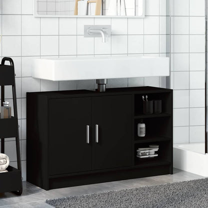 vidaXL Sink Cabinet Black 90x29x55 cm Engineered Wood