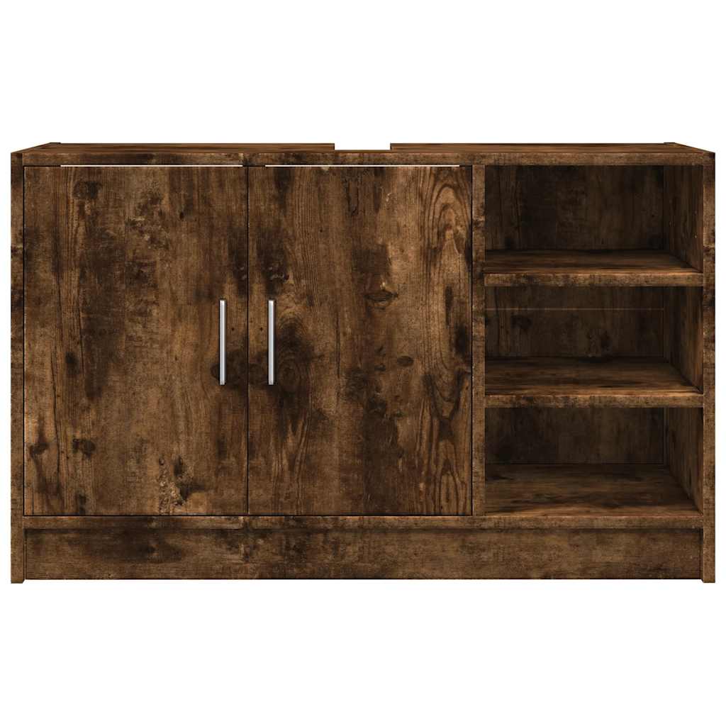 vidaXL Sink Cabinet Smoked Oak 90x29x55 cm Engineered Wood