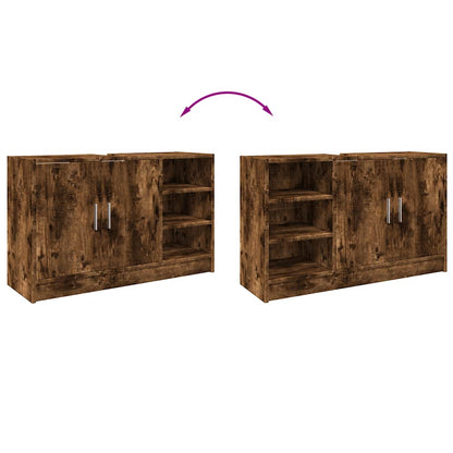 vidaXL Sink Cabinet Smoked Oak 90x29x55 cm Engineered Wood