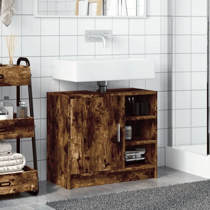 vidaXL Sink Cabinet Smoked Oak 63x29x55 cm Engineered Wood