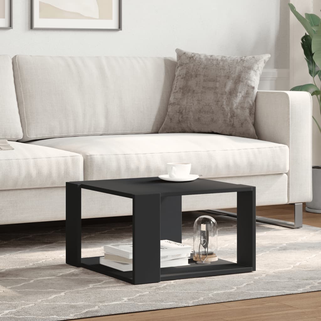 vidaXL Coffee Table Black 51.5x51.5x30 cm Engineered Wood