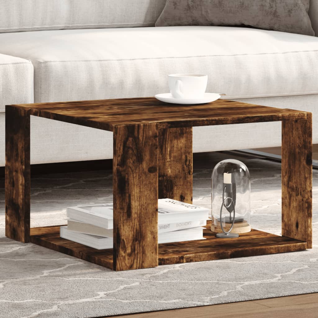 vidaXL Coffee Table Smoked Oak 51,5x51,5x30 cm Engineered Wood