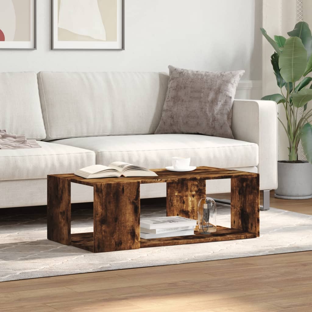 vidaXL Coffee Table Smoked Oak 89,5x48x30 cm Engineered Wood