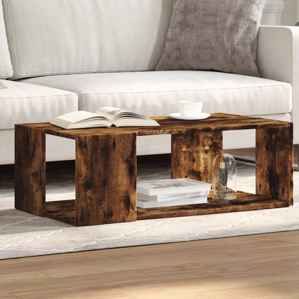 vidaXL Coffee Table Smoked Oak 89,5x48x30 cm Engineered Wood