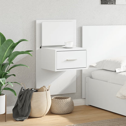 vidaXL Wall-mounted Bedside Cabinet with LED Lights White