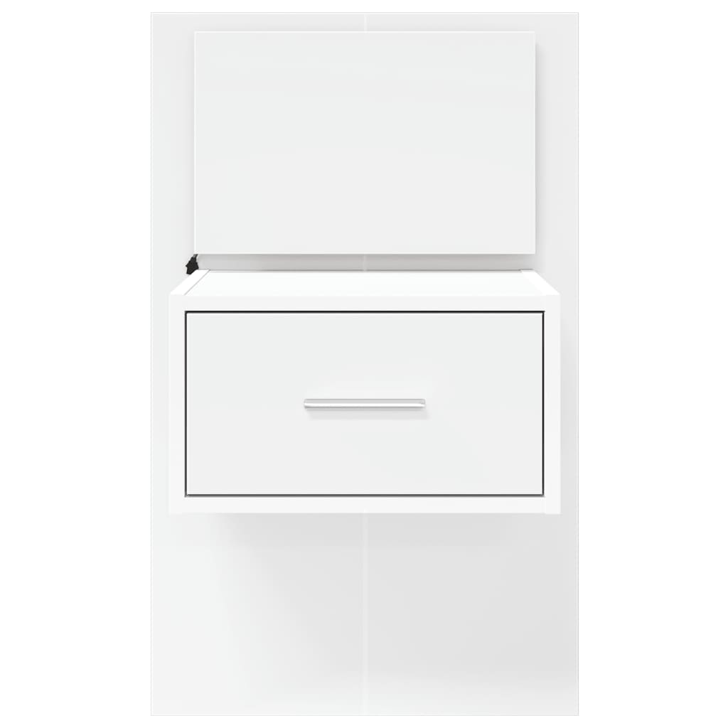 vidaXL Wall-mounted Bedside Cabinet with LED Lights White