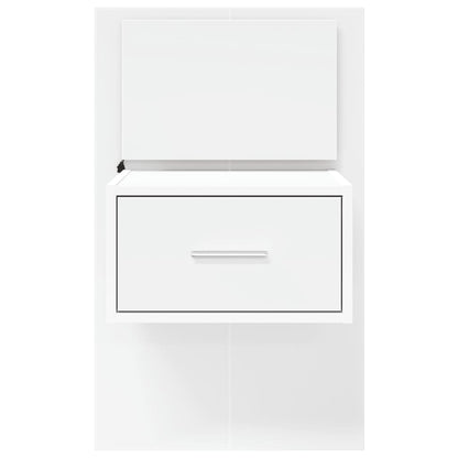 vidaXL Wall-mounted Bedside Cabinet with LED Lights White