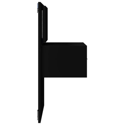 vidaXL Wall-mounted Bedside Cabinet with LED Lights Black