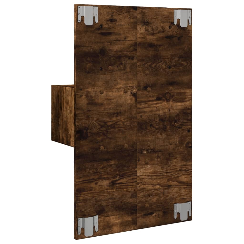 vidaXL Wall-mounted Bedside Cabinet with LED Lights Smoked Oak