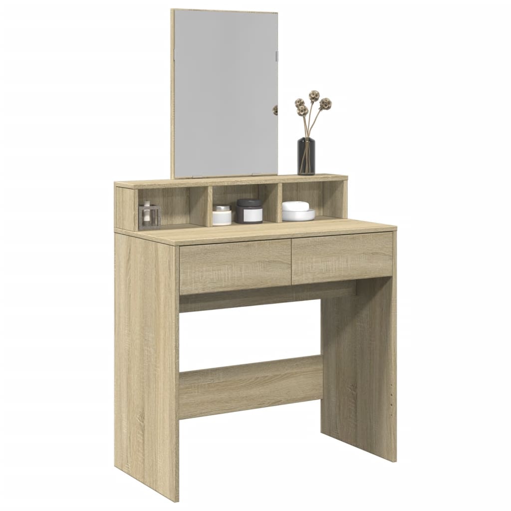vidaXL Dressing Table with Mirror Sonoma Oak 80x41x144,5 cm
