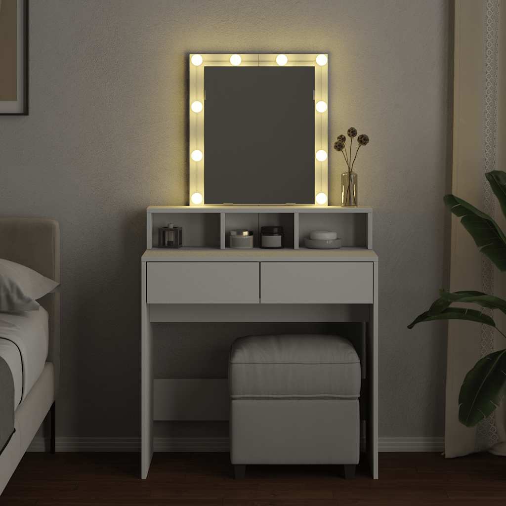 vidaXL Dressing Table with LED White 80x41x144,5 cm