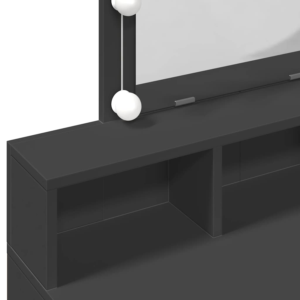 vidaXL Dressing Table with LED Black 80x41x144,5 cm