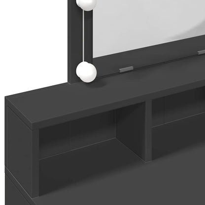 vidaXL Dressing Table with LED Black 80x41x144,5 cm