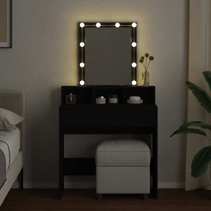 vidaXL Dressing Table with LED Black 80x41x144.5 cm