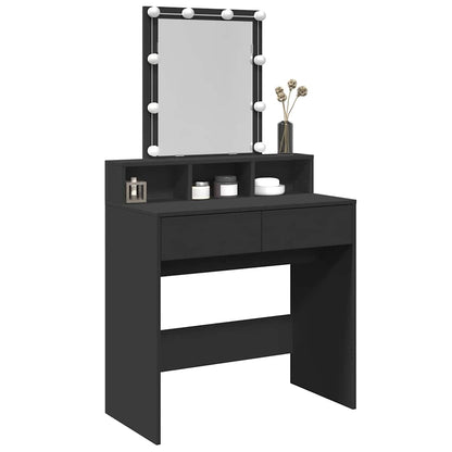 vidaXL Dressing Table with LED Black 80x41x144.5 cm