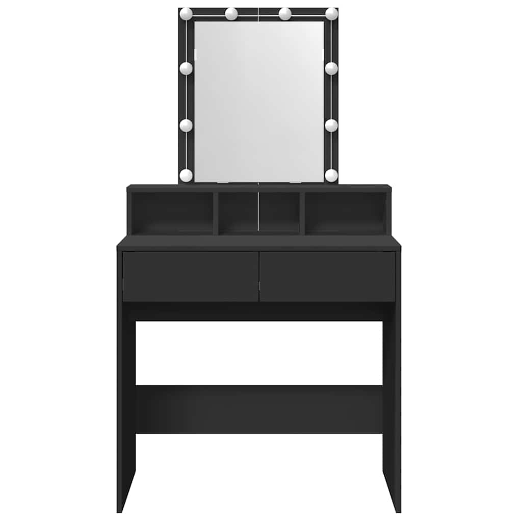 vidaXL Dressing Table with LED Black 80x41x144.5 cm