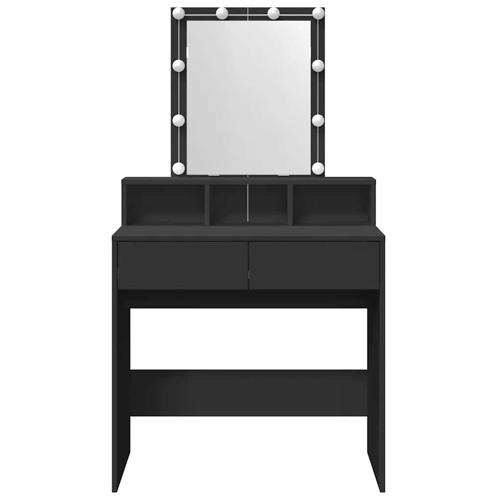 vidaXL Dressing Table with LED Black 80x41x144,5 cm