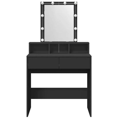vidaXL Dressing Table with LED Black 80x41x144,5 cm