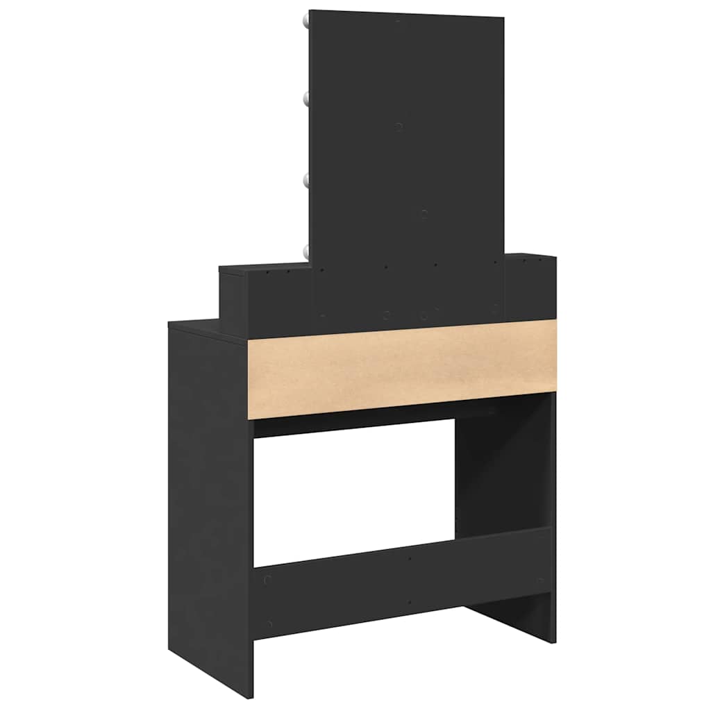 vidaXL Dressing Table with LED Black 80x41x144,5 cm