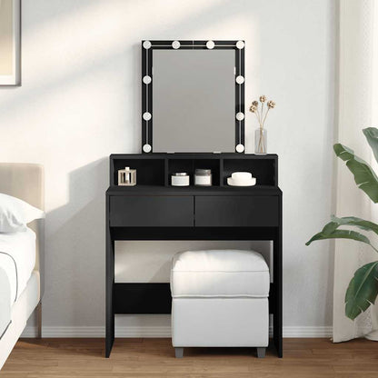 vidaXL Dressing Table with LED Black 80x41x144.5 cm