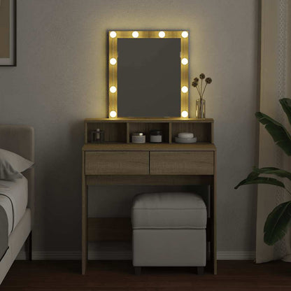 vidaXL Dressing Table with LED Sonoma Oak 80x41x144,5 cm