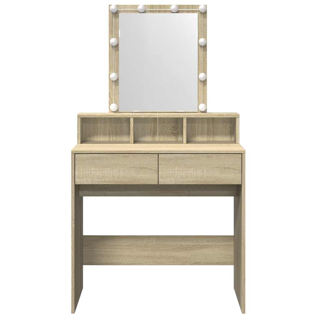 vidaXL Dressing Table with LED Sonoma Oak 80x41x144,5 cm