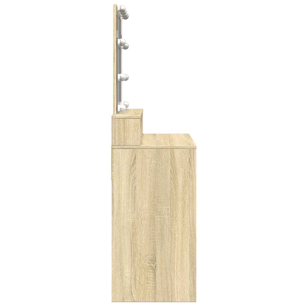 vidaXL Dressing Table with LED Sonoma Oak 80x41x144,5 cm