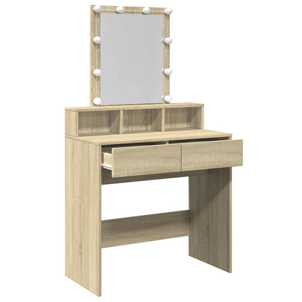 vidaXL Dressing Table with LED Sonoma Oak 80x41x144,5 cm