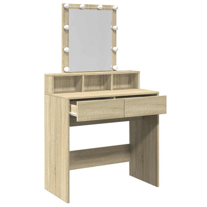 vidaXL Dressing Table with LED Sonoma Oak 80x41x144,5 cm