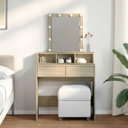 vidaXL Dressing Table with LED Sonoma Oak 80x41x144,5 cm