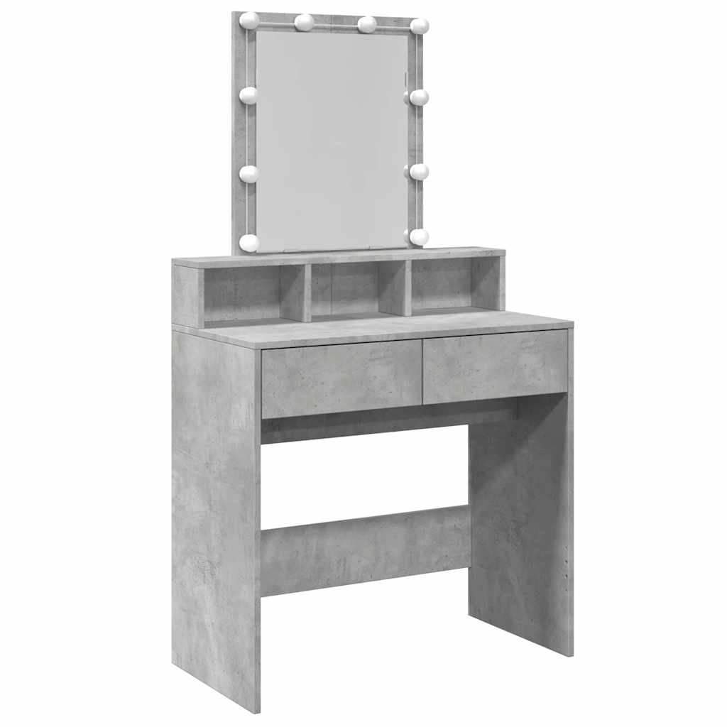 vidaXL Dressing Table with LED Concrete Grey 80x41x144,5 cm