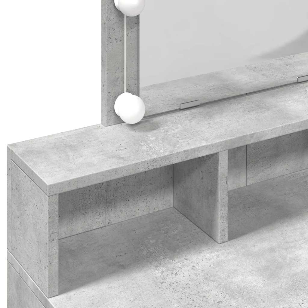 vidaXL Dressing Table with LED Concrete Grey 80x41x144,5 cm