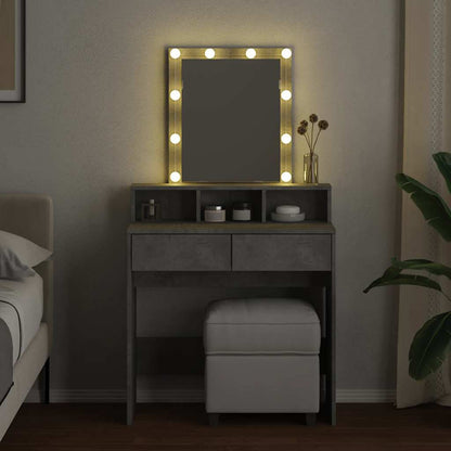 vidaXL Dressing Table with LED Concrete Grey 80x41x144,5 cm