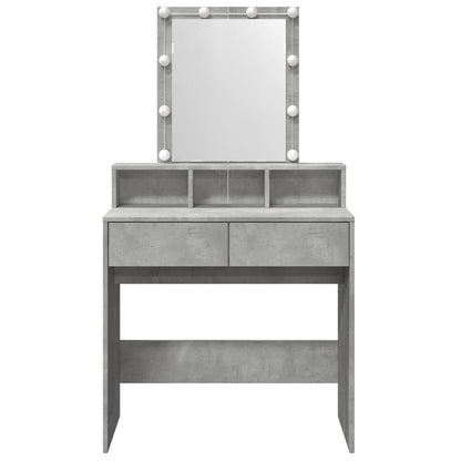 vidaXL Dressing Table with LED Concrete Grey 80x41x144,5 cm