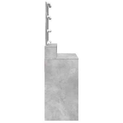vidaXL Dressing Table with LED Concrete Grey 80x41x144,5 cm