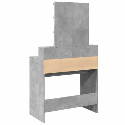 vidaXL Dressing Table with LED Concrete Grey 80x41x144,5 cm