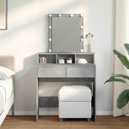 vidaXL Dressing Table with LED Concrete Grey 80x41x144,5 cm