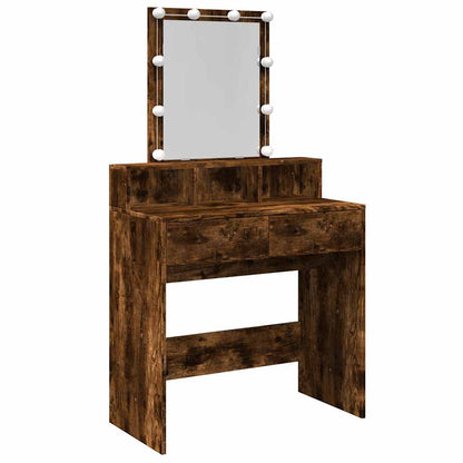 vidaXL Dressing Table with LED Smoked Oak 80x41x144,5 cm
