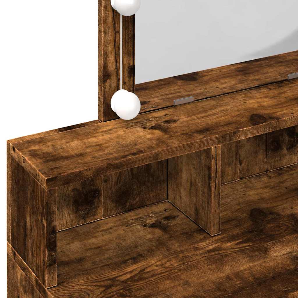 vidaXL Dressing Table with LED Smoked Oak 80x41x144,5 cm